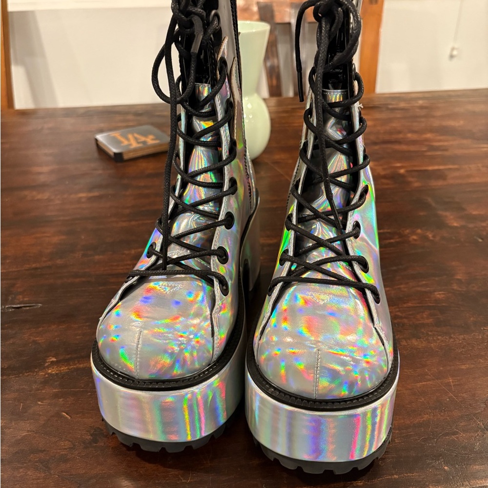 Demonia Holographic Platform Boots